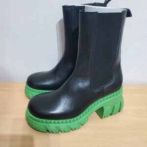 ASOS Black and Green Chunky Heeled Boots